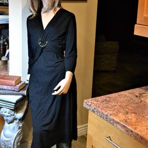 NWT KAY Celine Cross Wrap Black DRESS Evening L